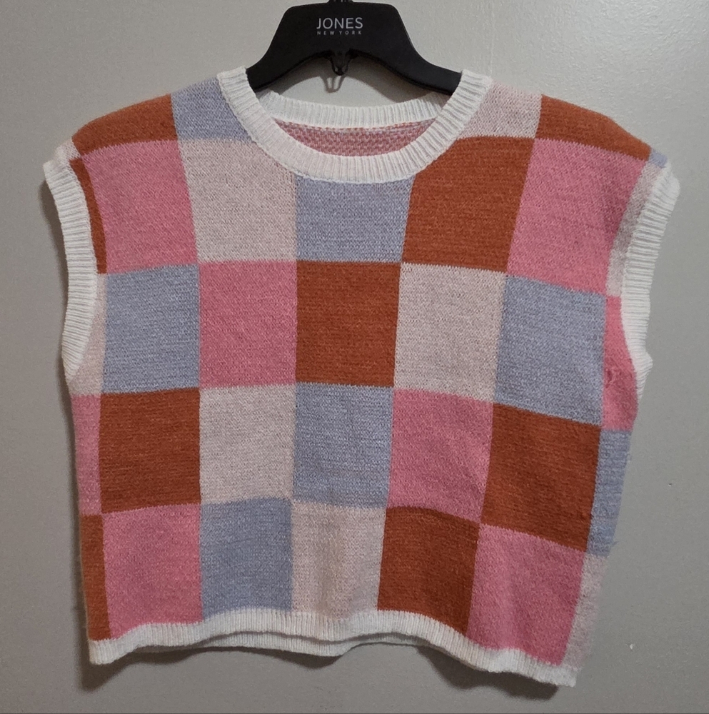 SHEIN Multicolor Checkered Sweater Vest